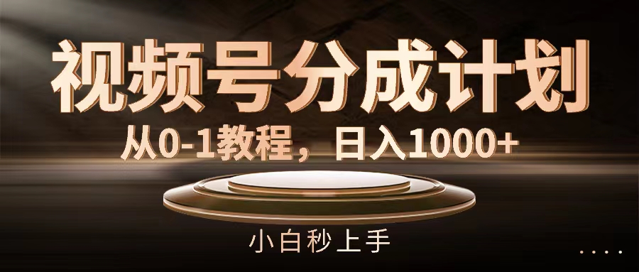（11931期）视频号分成计划，从0-1教程，日入1000+-耐玩网创