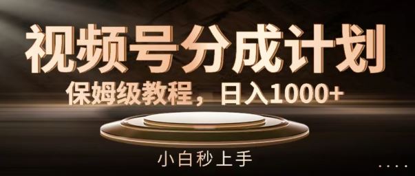 视频号分成计划保姆级教程，日入1K，小白秒上手【揭秘】-耐玩网创