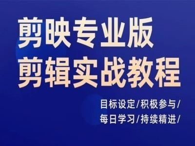 剪映专业版剪辑实战教程，目标设定/积极参与/每日学习/持续精进-耐玩网创