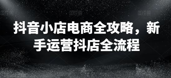 抖音小店电商全攻略，新手运营抖店全流程-耐玩网创