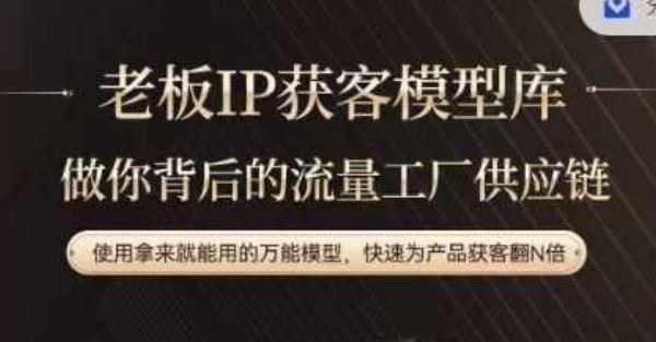 老板IP流量供应链，动作越少，账号越好，使用拿来就能用的万能模型，快速为产品获客翻N倍-耐玩网创