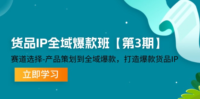 货品IP全域爆款班【第3期】赛道选择、产品策划到全域爆款，打造爆款货品IP-耐玩网创