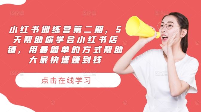 小红书训练营第二期，5天帮助你学会小红书店铺，用最简单的方式帮助大家快速赚到钱-耐玩网创