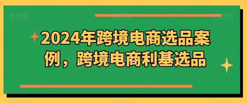 2024年跨境电商选品案例，跨境电商利基选品（更新）-耐玩网创