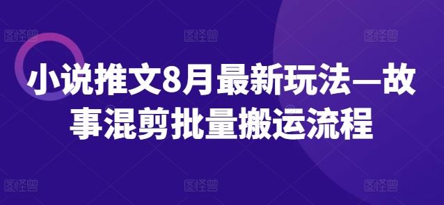 小说推文8月最新玩法—故事混剪批量搬运流程-耐玩网创