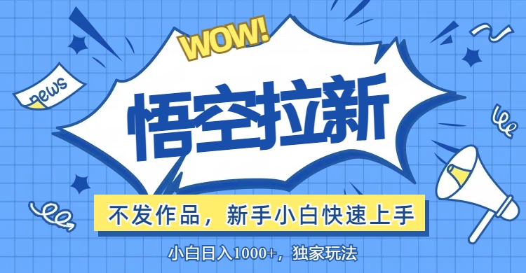 （12243期）悟空拉新最新玩法，无需作品暴力出单，小白快速上手-耐玩网创