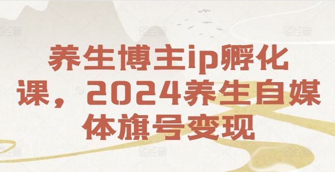 养生博主ip孵化课，2024养生自媒体旗号变现-耐玩网创