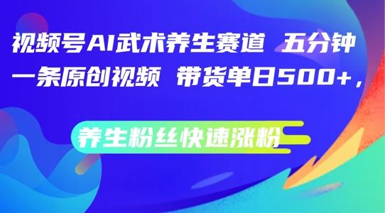视频号AI武术养生赛道，五分钟一条原创视频，带货单日几张，养生粉丝快速涨粉【揭秘】-耐玩网创