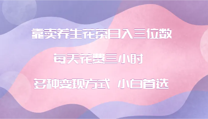 靠卖养生花茶日入三位数，每天花费三小时 多种变现方式 小白首选-耐玩网创