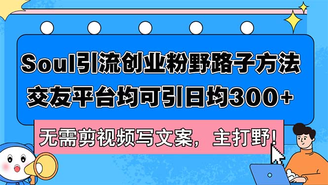 （12281期）Soul引流创业粉野路子方法，交友平台均可引日均300+，无需剪视频写文案…-耐玩网创