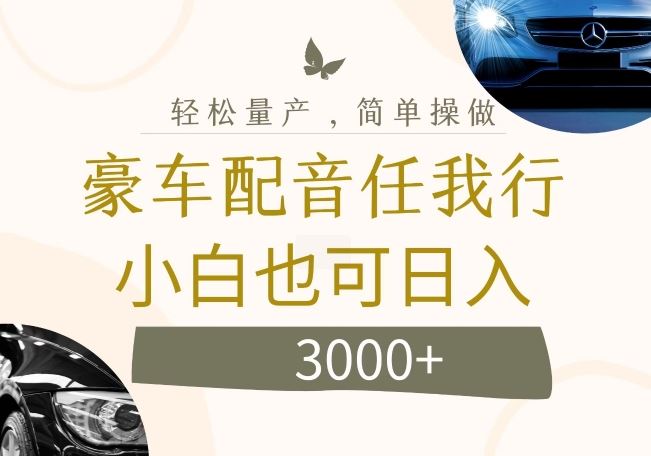 不为人知的暴力小项目，豪车配音，日入几张【揭秘】-耐玩网创