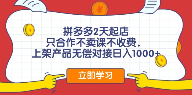（12356期）拼多多0成本开店，只合作不卖课不收费，0成本尝试，日赚千元+-耐玩网创