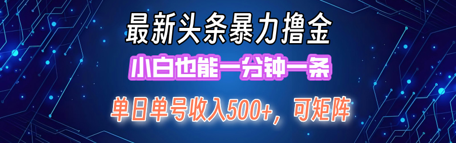 （12380期）最新暴力头条掘金日入500+，矩阵操作日入2000+ ，小白也能轻松上手！-耐玩网创