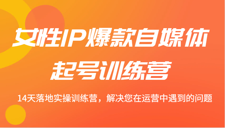 女性IP爆款自媒体起号训练营 14天落地实操训练营，解决您在运营中遇到的问题-耐玩网创