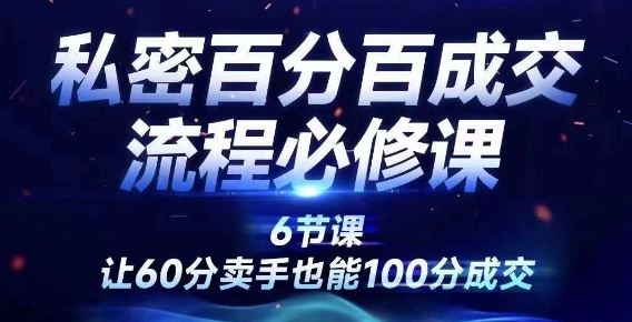 私密百分百成交流程线上训练营，绝对成交，让60分卖手也能100分成交-耐玩网创