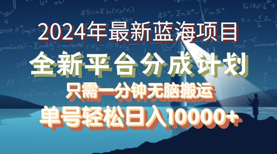 （12486期）2024年最新蓝海项目，全新分成平台，可单号可矩阵，单号轻松月入10000+-耐玩网创