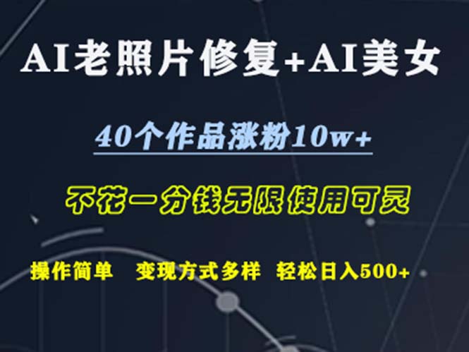 （12489期）AI老照片修复+AI美女玩发  40个作品涨粉10w+  不花一分钱使用可灵  操…-耐玩网创