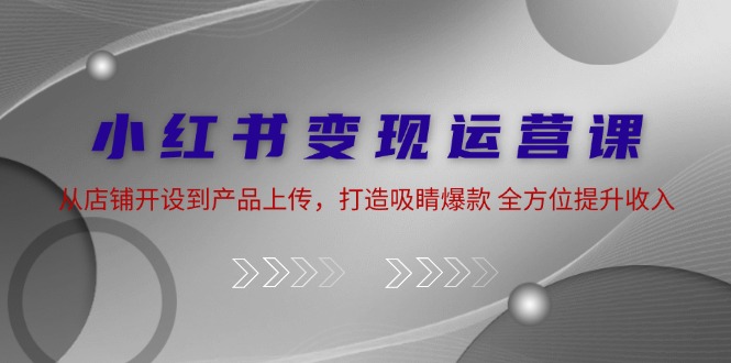 小红书变现运营课：从店铺开设到产品上传，打造吸睛爆款 全方位提升收入-耐玩网创