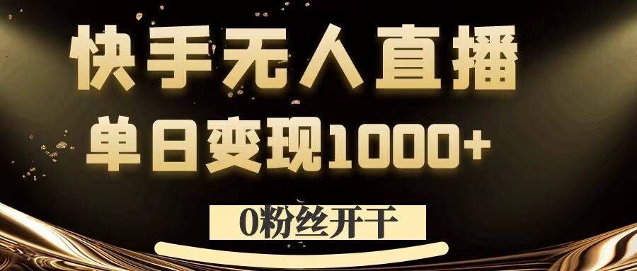 0粉丝开干，快手无人直播，单日变现1k+【揭秘】-耐玩网创