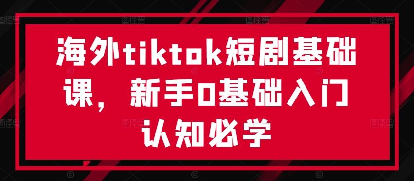 海外tiktok短剧基础课，新手0基础入门认知必学-耐玩网创