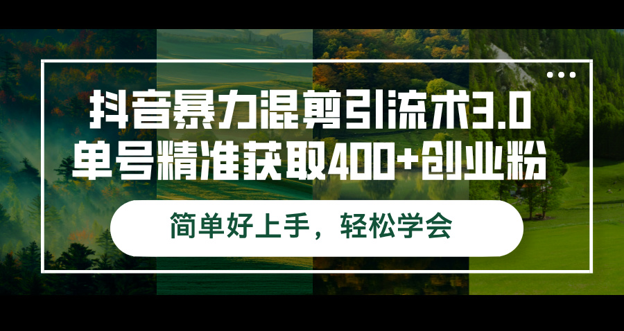 （12630期）抖音暴力混剪引流术3.0单号精准获取400+创业粉简单好上手，轻松学会-耐玩网创