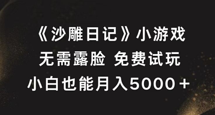 《沙雕日记》小游戏，无需露脸免费试玩，小白也能月入5000+【揭秘】-耐玩网创