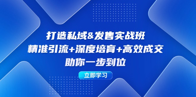 （12642期）打造私域&发售实操班：精准引流+深度培育+高效成交，助你一步到位-耐玩网创
