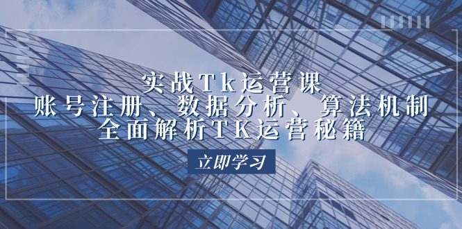 （12644期）实战Tk运营实操：账号注册、数据分析、算法机制，全面解析TK运营秘籍-耐玩网创