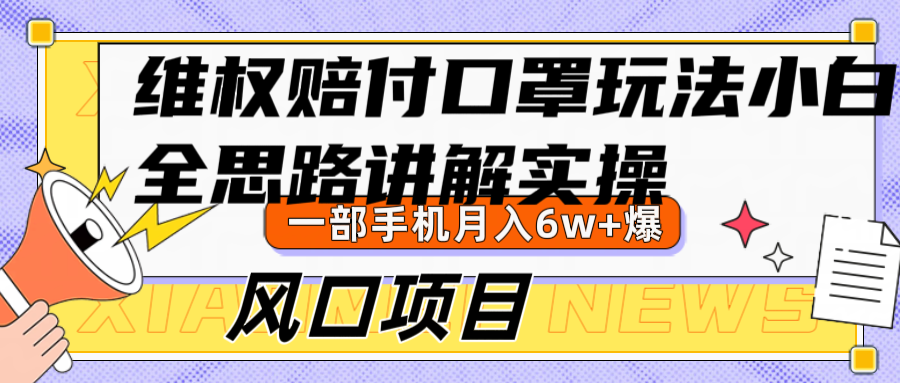 维权赔付口罩玩法，小白也能月入6w+，风口项目实操-耐玩网创