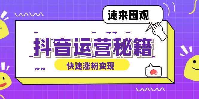 （12656期）抖音运营涨粉秘籍：从零到一打造盈利抖音号，揭秘账号定位与制作秘籍-耐玩网创