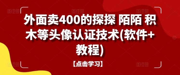 外面卖400的探探 陌陌 积木等头像认证技术(软件+教程)-耐玩网创