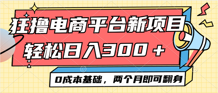 （12685期）电商平台新赛道变现项目小白轻松日入300＋0成本基础两个月即可翻身-耐玩网创