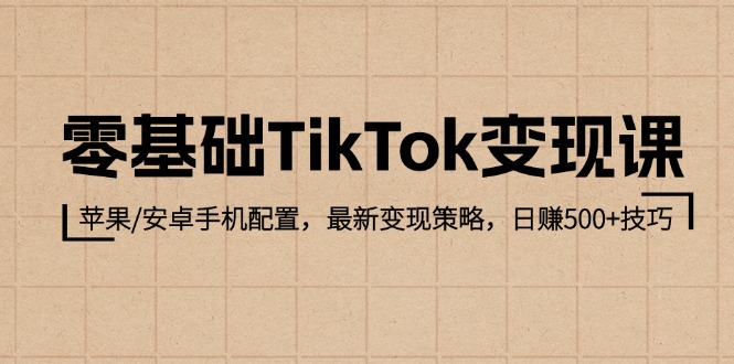 （12723期）零基础TikTok变现课：苹果/安卓手机配置，最新变现策略，日赚500+技巧-耐玩网创