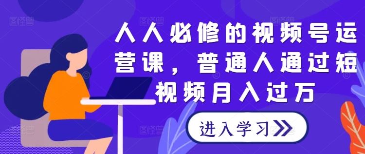 人人必修的视频号运营课，普通人通过短视频月入过万-耐玩网创