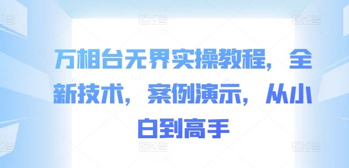 万相台无界实操教程，全新技术，案例演示，从小白到高手-耐玩网创