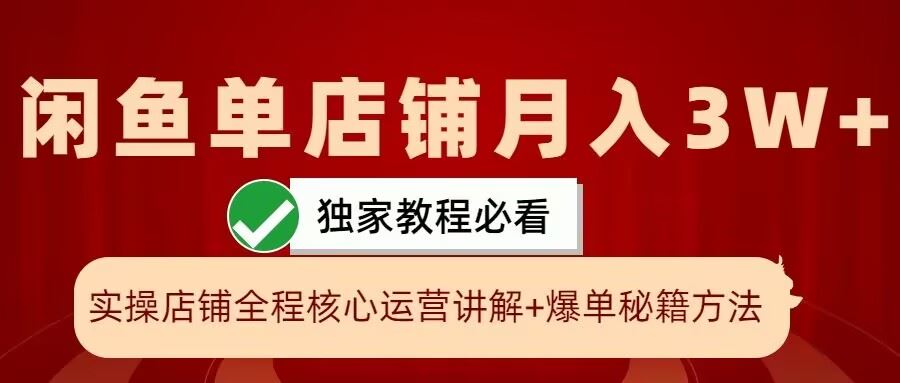 闲鱼单店铺月入3W+实操展示，爆单核心秘籍，一学就会【揭秘】-耐玩网创