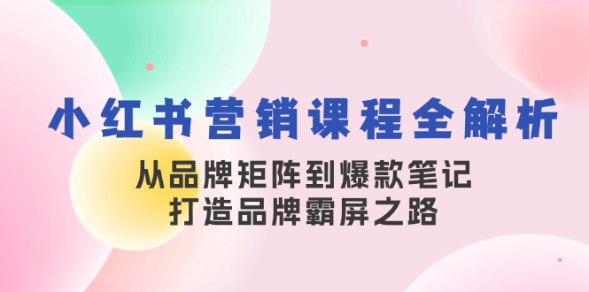 小红书营销课程全解析，从品牌矩阵到爆款笔记，打造品牌霸屏之路-耐玩网创