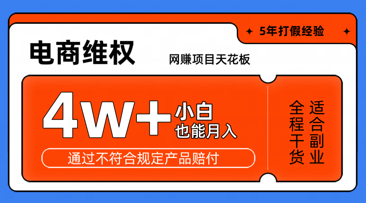网赚项目天花板电商购物维权月收入稳定4w+独家玩法小白也能上手-耐玩网创