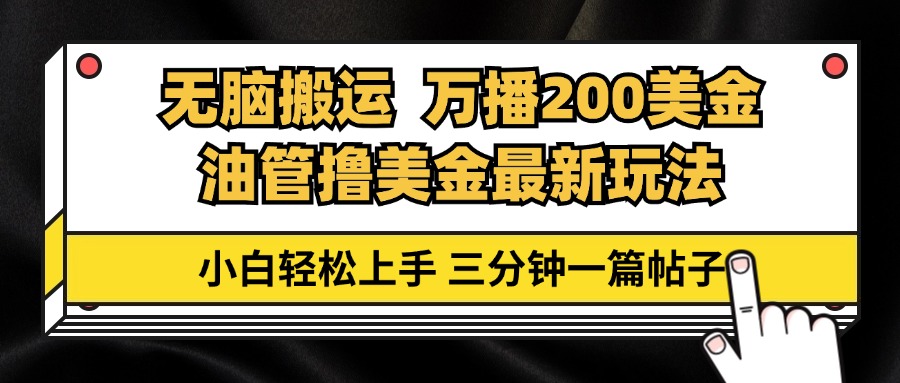 （13050期）油管无脑搬运撸美金玩法教学，万播200刀，三分钟一篇帖子，小白轻松上手-耐玩网创