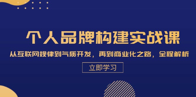 个人品牌构建实战课：从互联网规律到气质开发，再到商业化之路，全程解析-耐玩网创