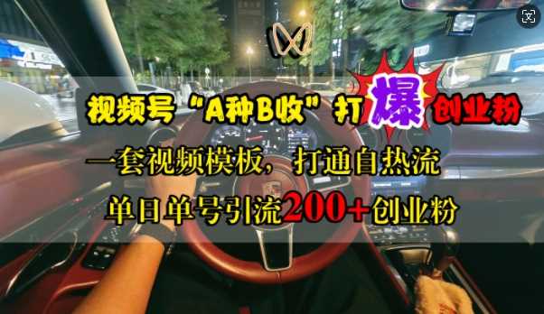 视频号“A种B收”打爆创业粉，一套视频模板打通自热流，单日单号引流200+创业粉-耐玩网创