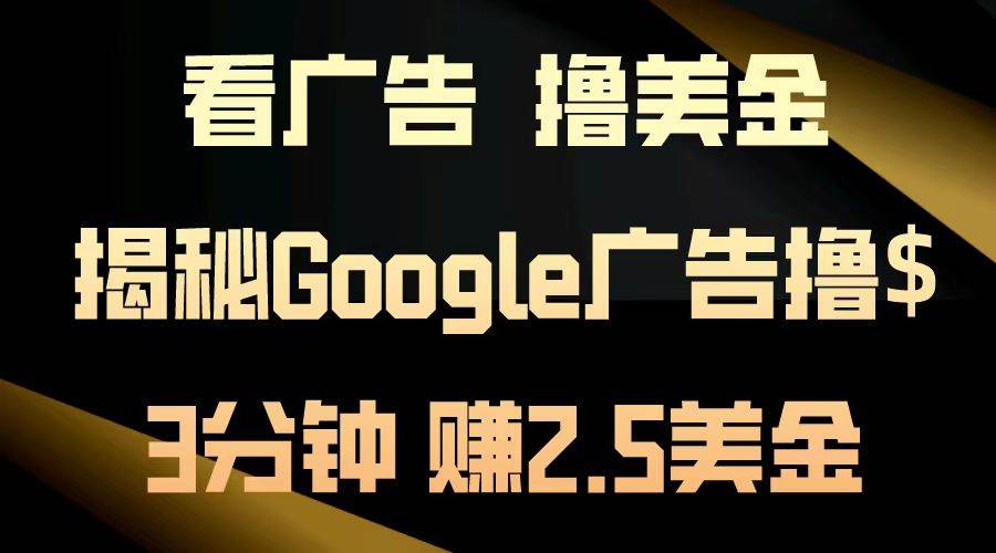 （13114期）看广告，撸美金！3分钟赚2.5美金！日入200美金不是梦！揭秘Google广告…-耐玩网创