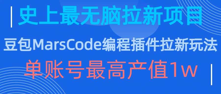豆包MarsCode编程插件拉新玩法，史上最无脑的拉新项目，单账号最高产值1w-耐玩网创