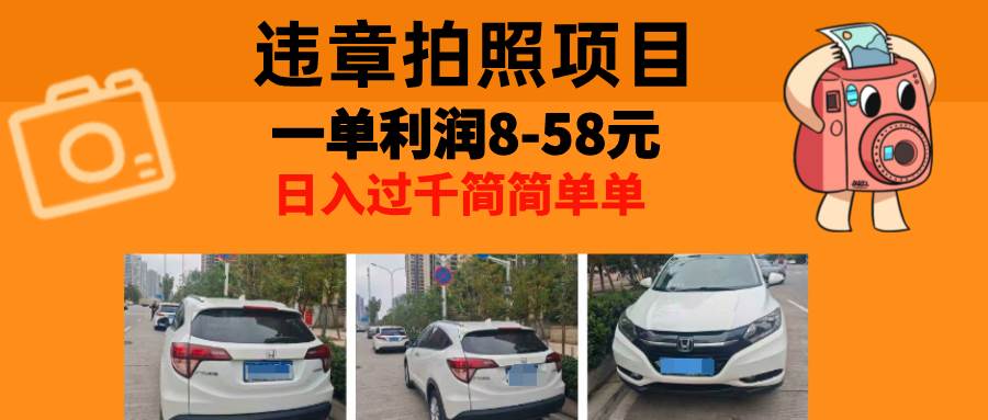 （13143期）最强副业，违章拍照，一单利润8-58元，全国大小城市都可做-耐玩网创
