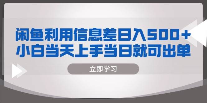 （13170期）闲鱼利用信息差 日入500+  小白当天上手 当日就可出单-耐玩网创