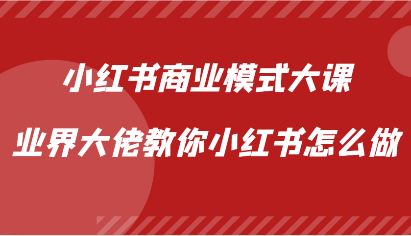 小红书商业模式大课，业界大佬教你小红书怎么做【视频课】-耐玩网创