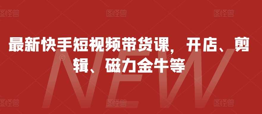 最新快手短视频带货课，开店、剪辑、磁力金牛等-耐玩网创