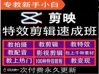 剪映特效教程和运营变现教程，特效剪辑速成班，专教新手小白-耐玩网创