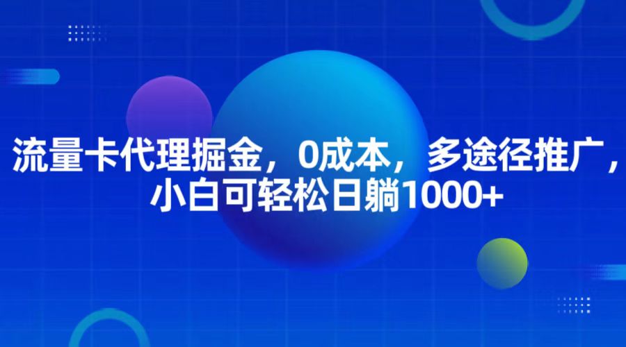 流量卡代理掘金，0成本，多途径推广，小白可轻松日躺1000+-耐玩网创