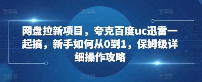 网盘拉新项目，夸克百度uc迅雷一起搞，新手如何从0到1，保姆级详细操作攻略-耐玩网创